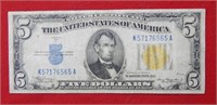 1934 A $5 Silver Certificate - North Africa Note