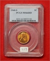 1940 S Lincoln Wheat Cent PCGS MS66 RD