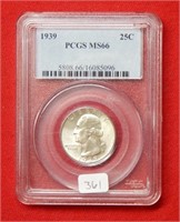 1939 Washington Silver Quarter PCGS MS66
