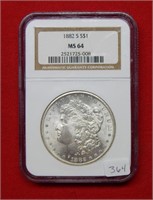 1882 S Morgan Silver Dollar NGC MS64