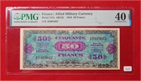 1944 France Military Payment  50 Franc PMG 40 EPQ