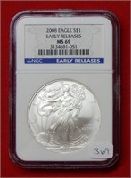 2008 American Eagle NGC MS69 1 Ounce Silver