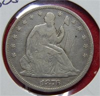 1876 Seated Liberty Silver Half Dollar