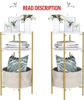 Finetones 3-Tier End Table  White/Gold