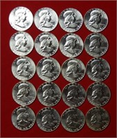 Roll of 1963 Franklin Silver Half Dollars
