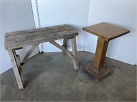 Plant stand & small wood bench