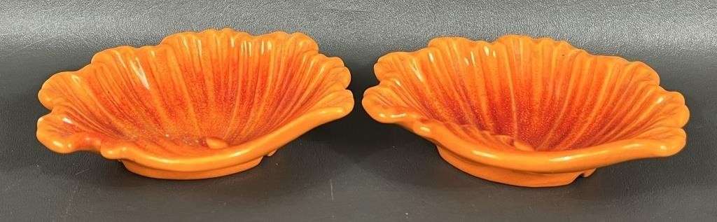 Two Haeger 1050 Orange Trinket Dishes