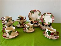 Franciscan Apple Pattern Cups Saucers Bread +
