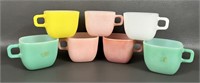 Seven Vintage Glasbake Pastel Square Mugs