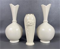 Three Ivory Lenox Bud Vases