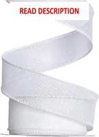 $9  Burlap Wired Ribbon  1.5in x 10yd  White