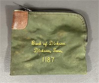 Vintage Bank Of Dickson Tennessee Money Bag