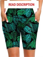 $20  7 High-Waisted Swim Shorts UPF50+ Palm Leaf