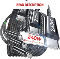 $12  LISEN 240W USB-C Cable  3-Pack 3.3/6.6FT