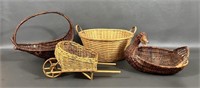 Four Vintage Woven Baskets