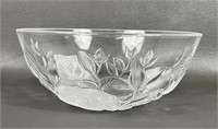 Vintage Crystal Frosted Roses Bowl