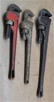 3 Pipe Wrenches: 1-24" 2-18"