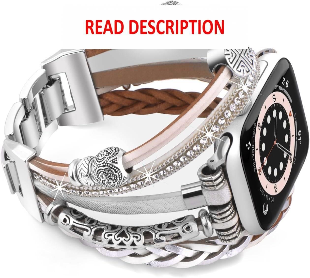 Silver beaded watch bracelet