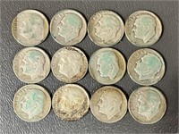 Twelve Roosevelt Silver (90%) Dimes