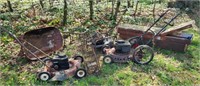 Rusty Gold Mowers,Tool Box & Wheel Barrow