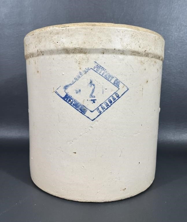 No.2 Pittsburg Pottery Co. Stoneware Crock