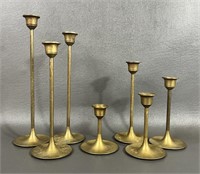 Seven Vintage Brass Candlestick Holders