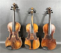 Three Vintage Student Violin & Case