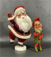 Vintage Santa Claus & Knee Hugging Elf