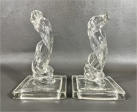 Pair Of Art Glass Candlestick Holders