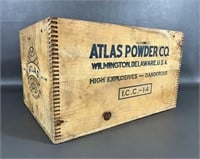 Vintage Atlas Powder Co. Explosives Wooden Box