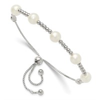 Sterling Silver Bead Created Pearl Bracelet