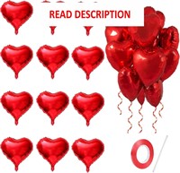 $8  18 Heart Shape Foil Balloons  12Pcs (Red)
