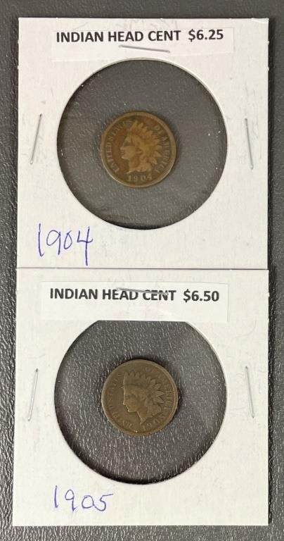 Two 1904/1905 Indian Head Cents