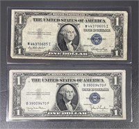 Two Silver Certificates Blue Seal