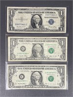 Two Star Notes & One Silver Certificate Blue Seal