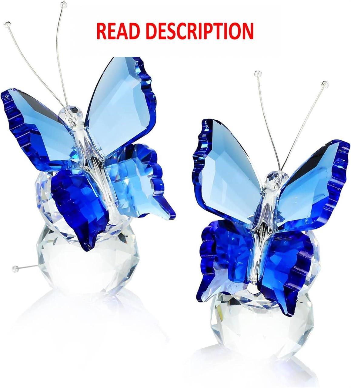 $10  Blue Crystal Butterfly Figurines  Pack of 2