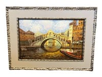 Signed Oil Painting of Venice Italy Canals