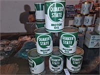 6 cans of Quaker State motor oil, 3 SAE 10w, 2