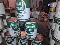 6 cans Quaker State motor oil, sae 10w,sae 20-20w