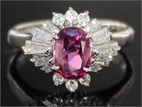Platinum 1.94 ct GIA Pink Sapphire & Diamond Ring