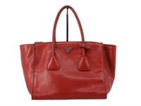 PRADA Red Leather Designer Shoulder Bag