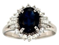 Platinum 2.39 ct Natural Sapphire & Diamond Ring