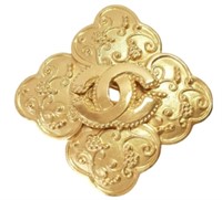 Chanel Studded Gold Brooch