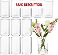 $39  12 Pack Clear Glass Cylinder Vases  6in Tall