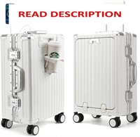 Carry On Suitcase  USB  TSA Lock  20-Inch White