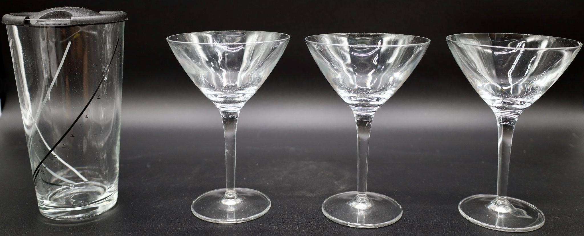 3 Cellini Glass Martini Glasses