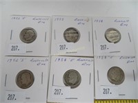 Six, Silver 1952 & 1958 Dimes