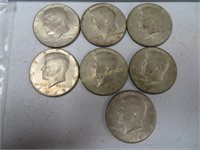 Seven, 1965 Silver Kennedy Half Dollars