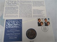 Royal Wedding First day of Issue stamp & coin