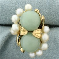 Designer Ming's Hawaii Jade and Pearl Leaf Design
